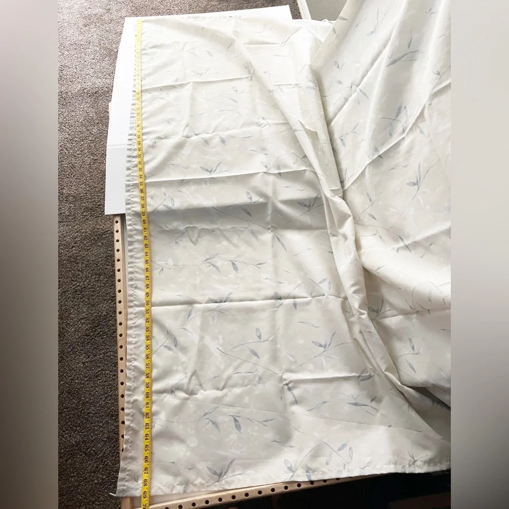 Springs Shower Curtain - Beige - Blue/Gray & White Leaves - 70” Long by 69” Wide